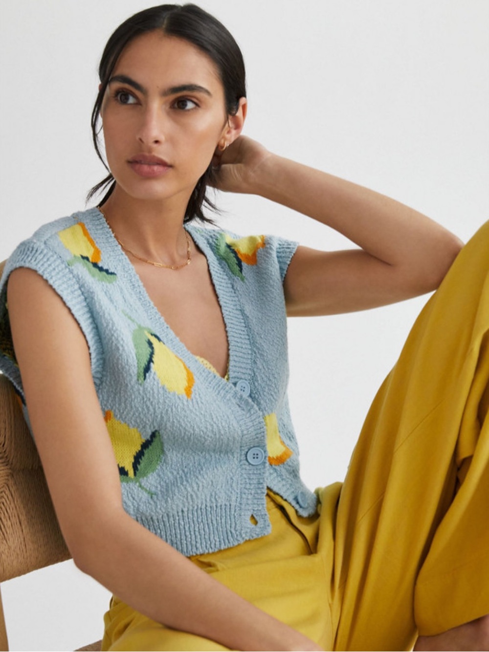 Maeve by Anthropologie Melanie Lemon Sweater Vest — Size XS